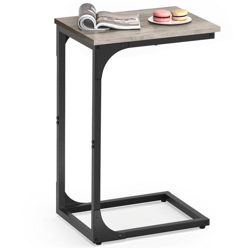 Table de bout en forme de C, petite table d'appoint pour canapé, table de canapé avec cadre en métal pour le salon, la chambre à coucher, le chevet