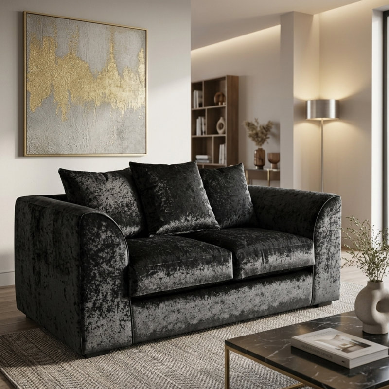 5 Seater Velvet Sofa, Black