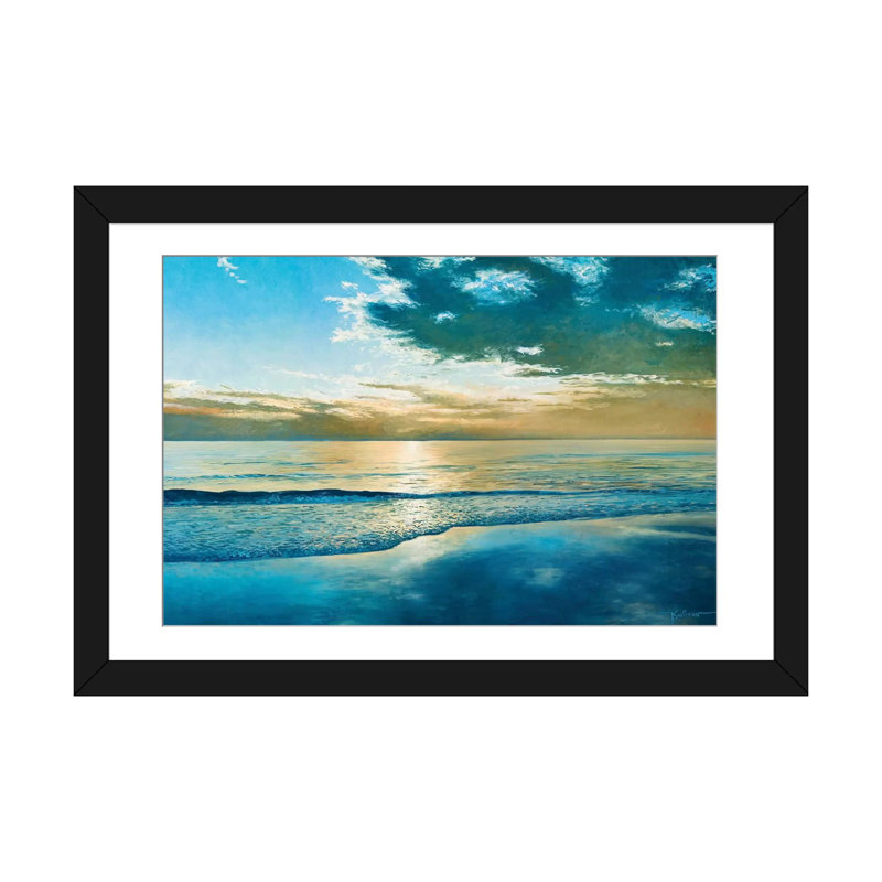 «Amelia Island Dawn», impression sur toile, H 24 po x l 32 po x P 1 po, Papier d'art encadré noir, Blanc