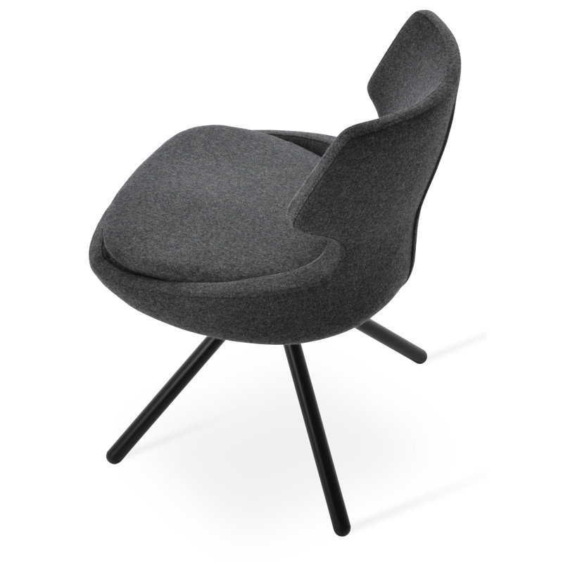 Chaise d'appoint Patara, Noir, Gris foncé, Laine Camira