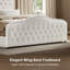  Très grand lit tapissier avec 4 tiroirs Maber, lit plateforme avec rangement et 2 tables de chevet, lit à oreilles en velours, aucun sommier requis, beige-97587618-97587622