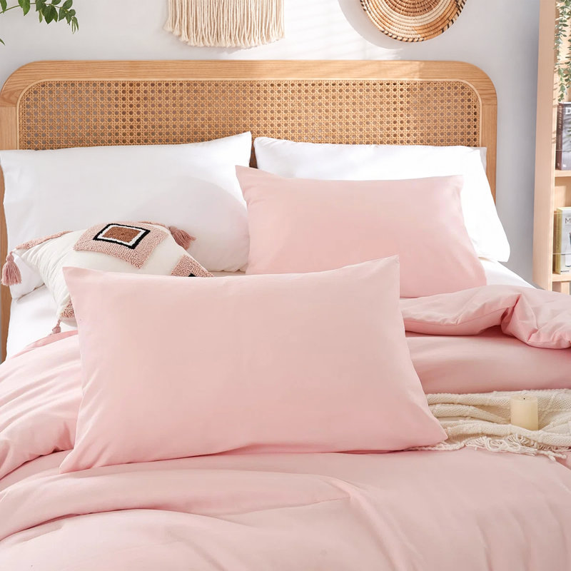 Ensemble d'édredon léger et confortable Boho, ensemble de literie en microfibre tout doux 3 pièces pour la maison, Rosé