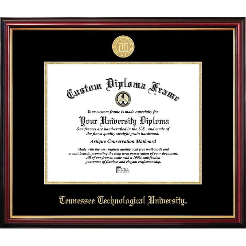 Cadre de petit diplôme Tennessee Tech University, L 11 po x H 8,5 po, NCAA Tennessee Tech