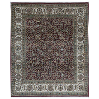 Tapis rouge et crème noué à la main de haute qualité