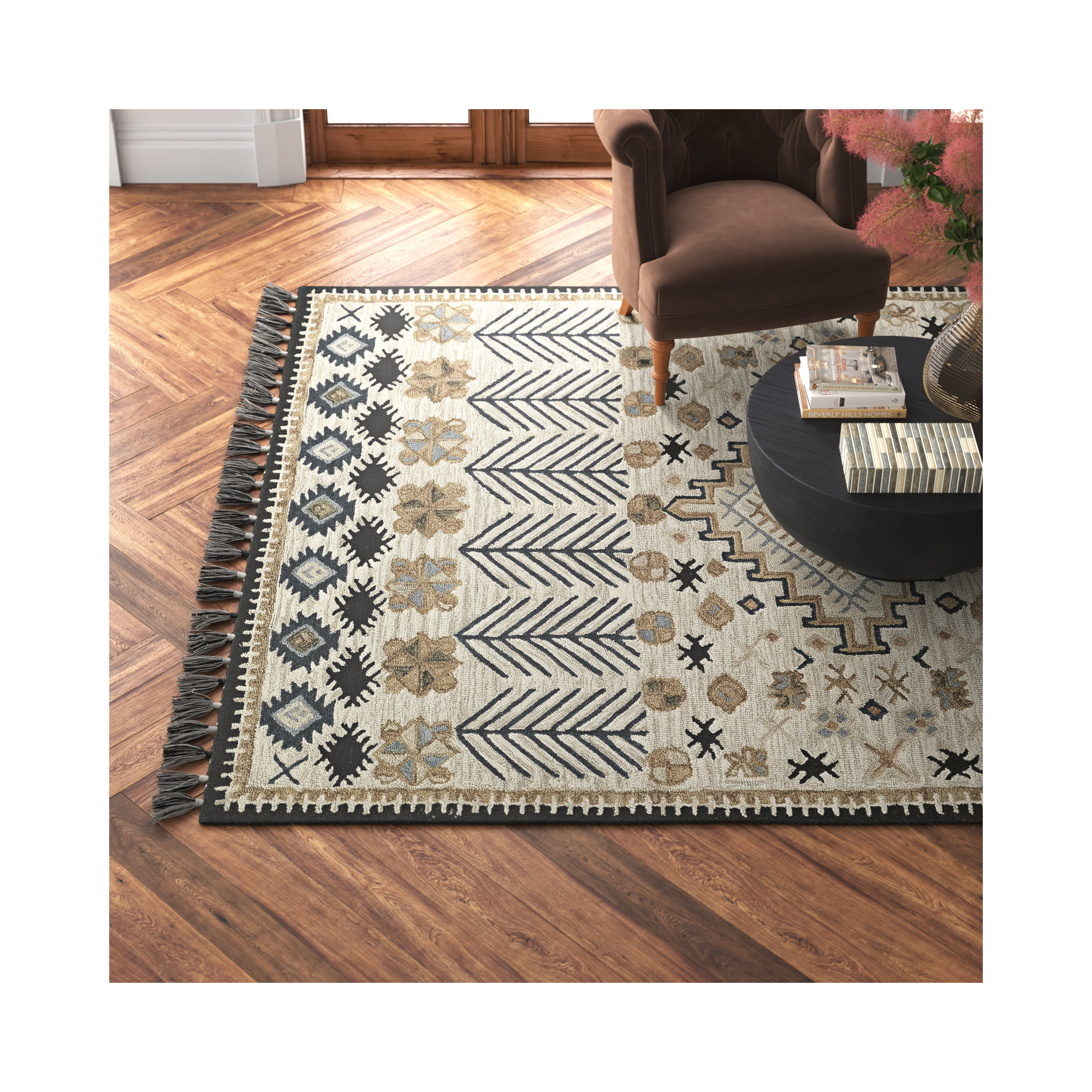 Anine Hand Tufted Wool Rug, Rectangle 5' x 8'