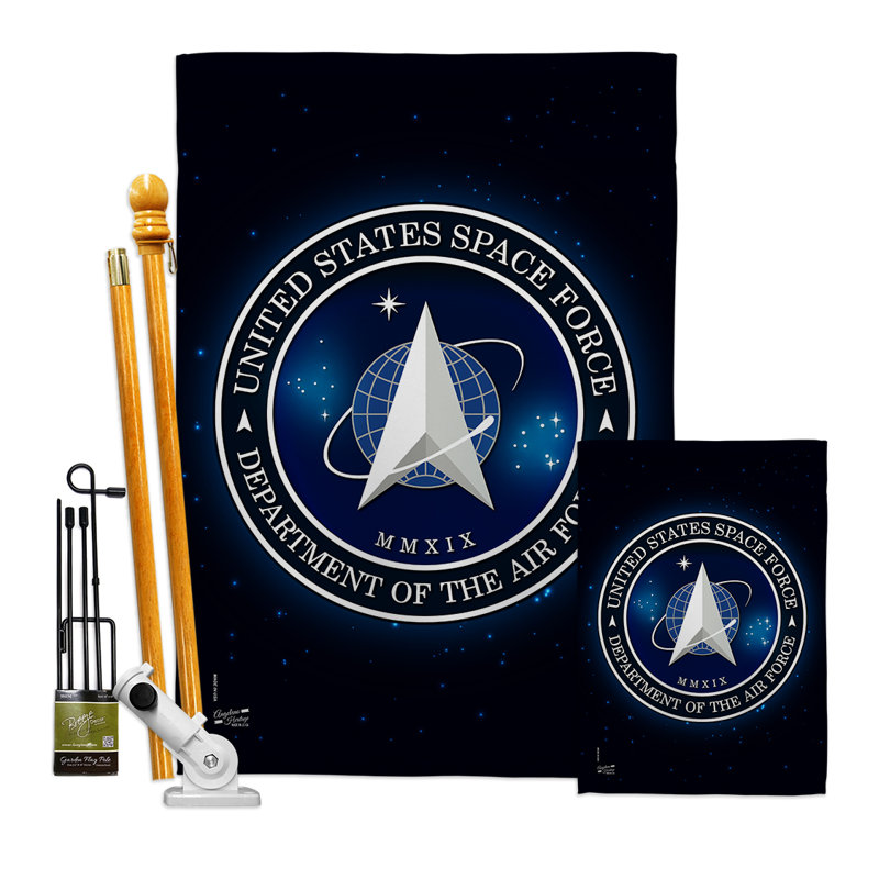 Pièce décorative à 2 faces 40 x 40 po space force-impressions ensemble de drapeaux en polyester