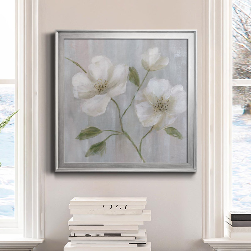 Garden Dreams II - Peinture sur toile encadrée, H 26,5 po x l 26,5 po x P 1,5 po, Argent