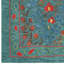 20x37 in Embroidered 100% Silk Wall Hanging. Modern Tablecloth. Boho Wall Decor. Teal Blue Throw