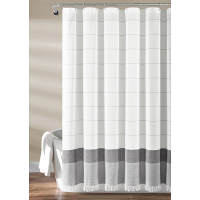 Lush Decor Stripe Yarn Dyed Tassel Fringe Cotton Blend Shower Curtain