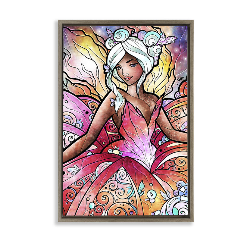 Cadre flottant pastel nouveau fée, design par Mandie Manzano, H 25 po x l 17 po, Cadre flottant orme Montalcino