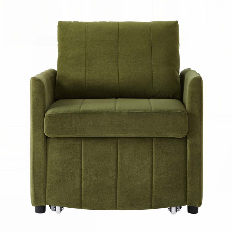 Fauteuil-lit en chenille convertible avec dossier réglable à 5 positions, poches latérales et panier de rangement, fauteuil-lit escamotable