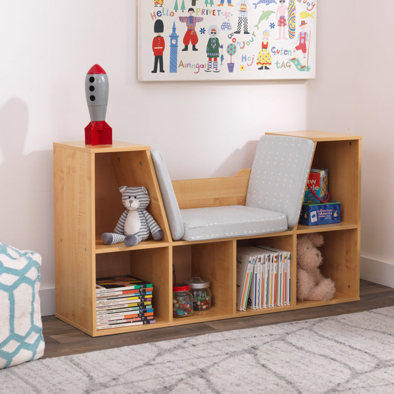 Bookcase with Reading Nook, 6 Shelves, Natural