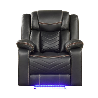 Challenger Modern Contemporary LED Power Recliner Chair With Wood And Metal Frame, USB Ports, And Ambient Lighting For Ultimate Comfort