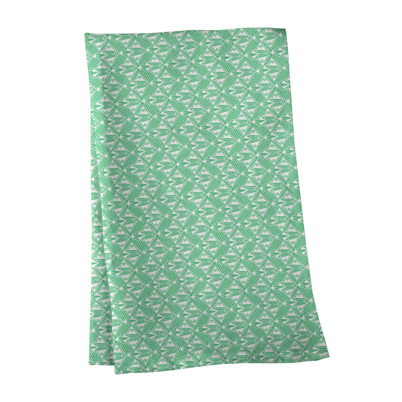 Serviette de thé art déco de substitution, Sergé de coton, Vert