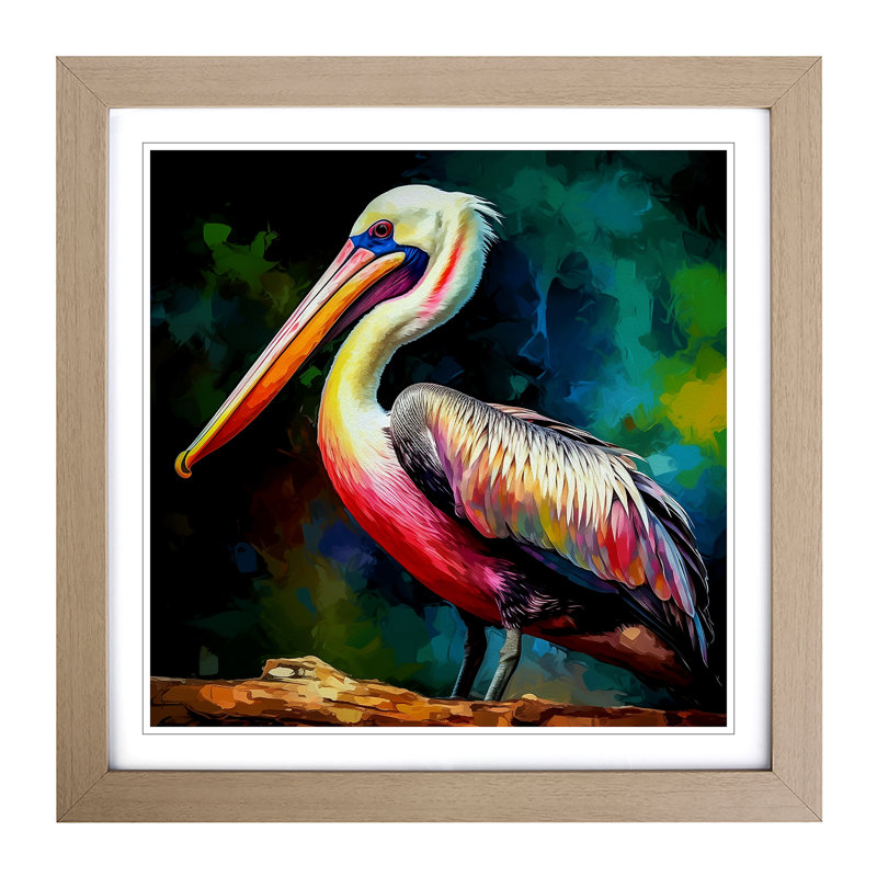 Pelican Fauvism - Framed Print, Oak