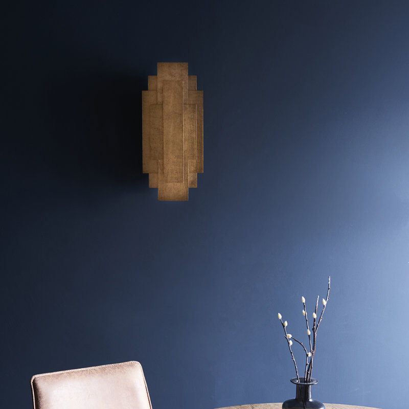 Melora Steel LED Flush Mounted Sconce, Antique Gold Leaf