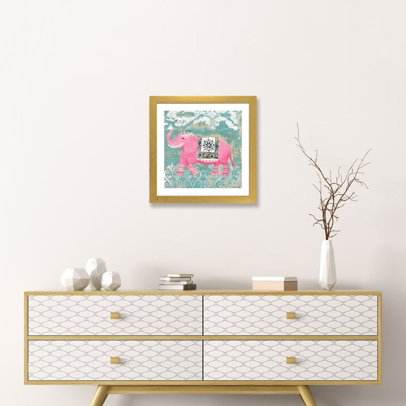 «Pink Bazar I» par Hakimipour-Ritter - impression, Blanc, H 16 po x l 16 po x p 1 po, Papier encadré doré