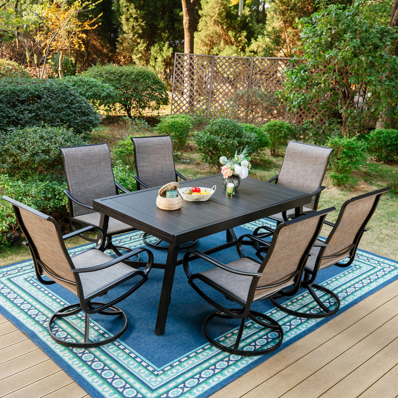 Alyah 6 - Person Patio Dining Set with Extendable Rectangular Table