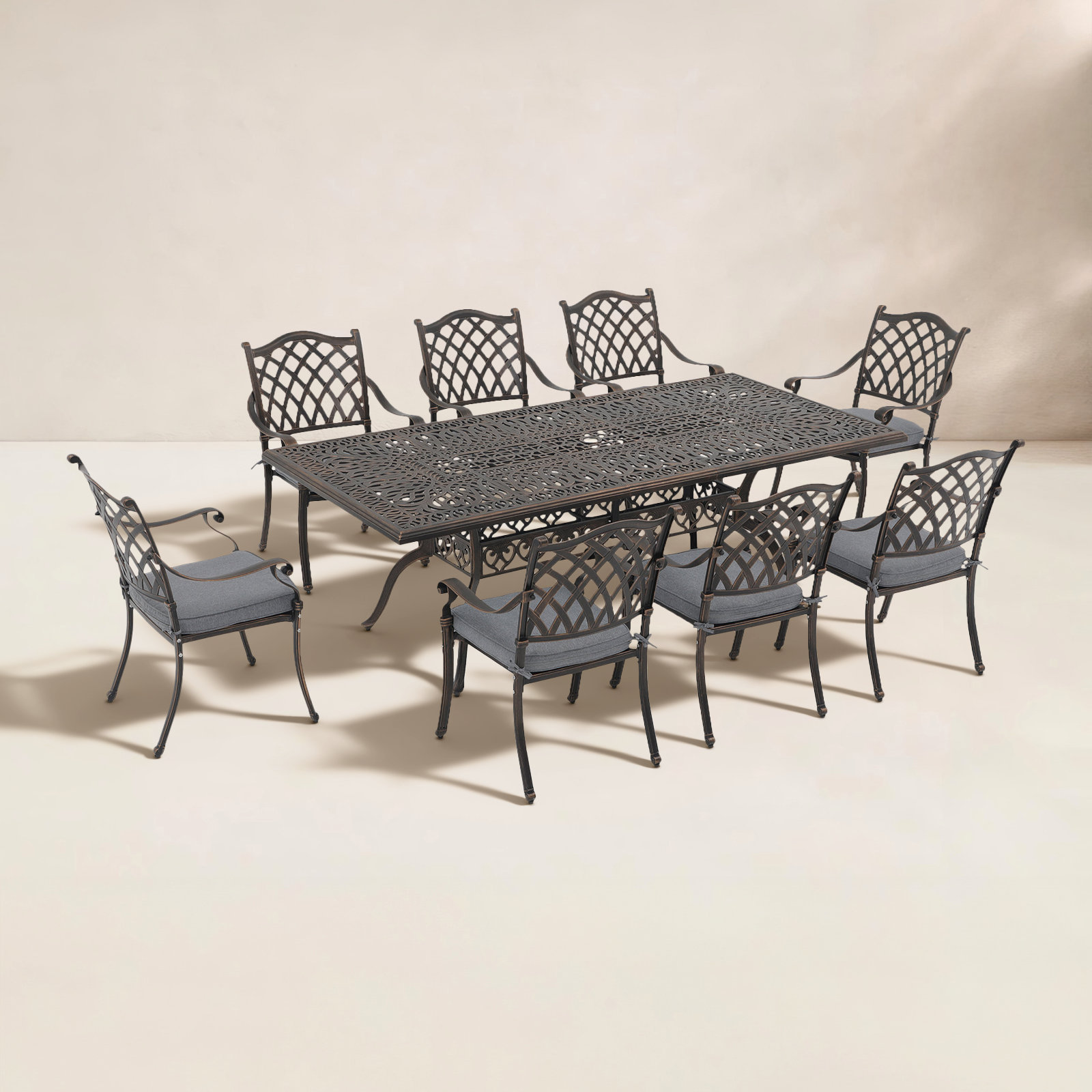Amechi 86" Patio Dining Set, Gray