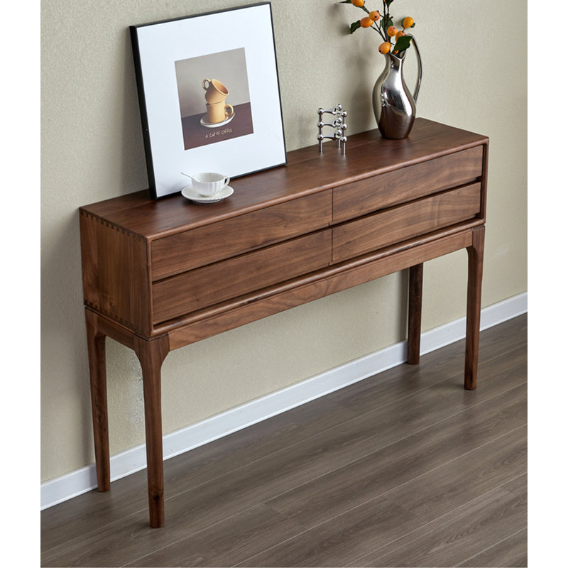 33.46" Walnut colour Rectangular Solid Wood Console Table, 35.43" H x 47.24" W x 12.6" D