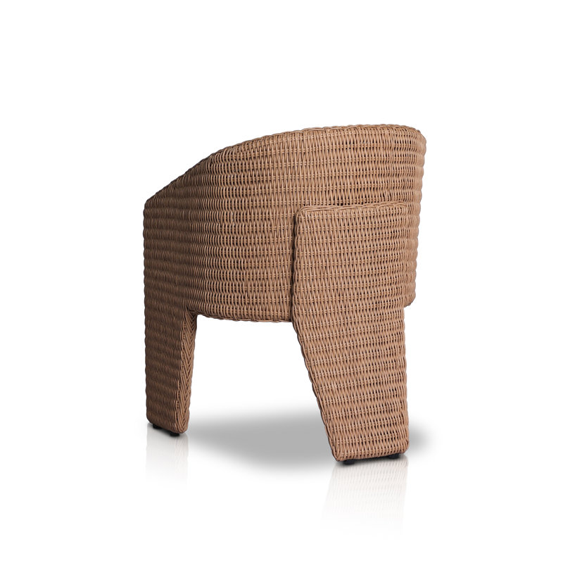 Fae Outdoor Dining Armchair, Vintage Natural Wicker/White Performance Olefin