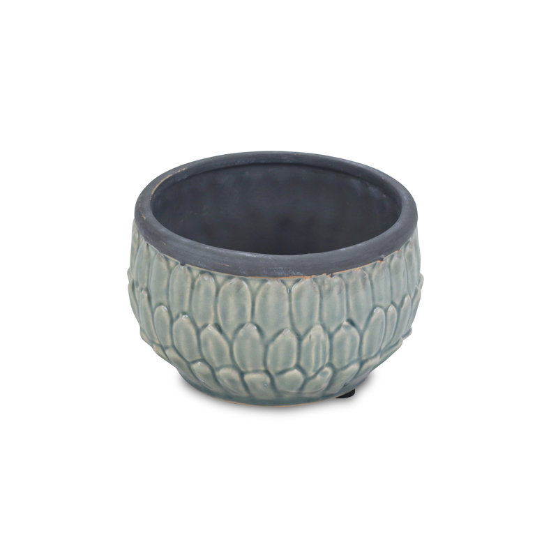 Handmade Ceramic Pot Planter, 3.75" H x 6.5" W x 6.5" D