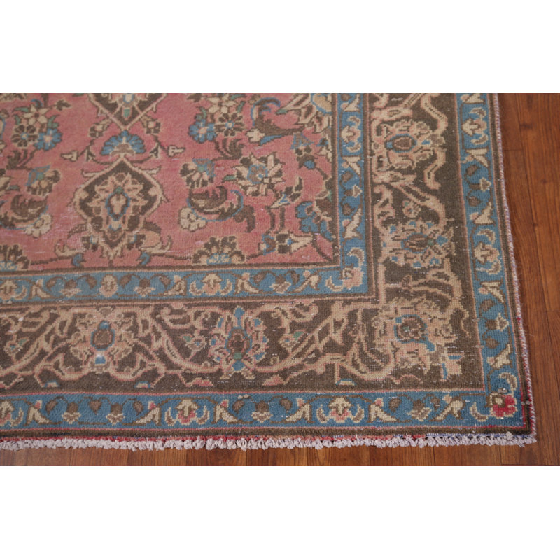 Tapis de couloir rose fait à la main 4 x 13