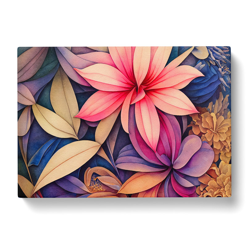 Daring Watercolour Flowers - Wrapped Canvas, 40cm H x 60cm W x 3cm D