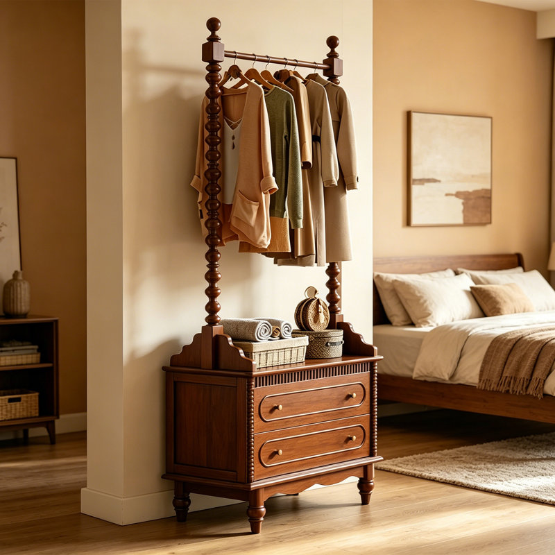 Vintage Hall Tree Coat Rack, Brown