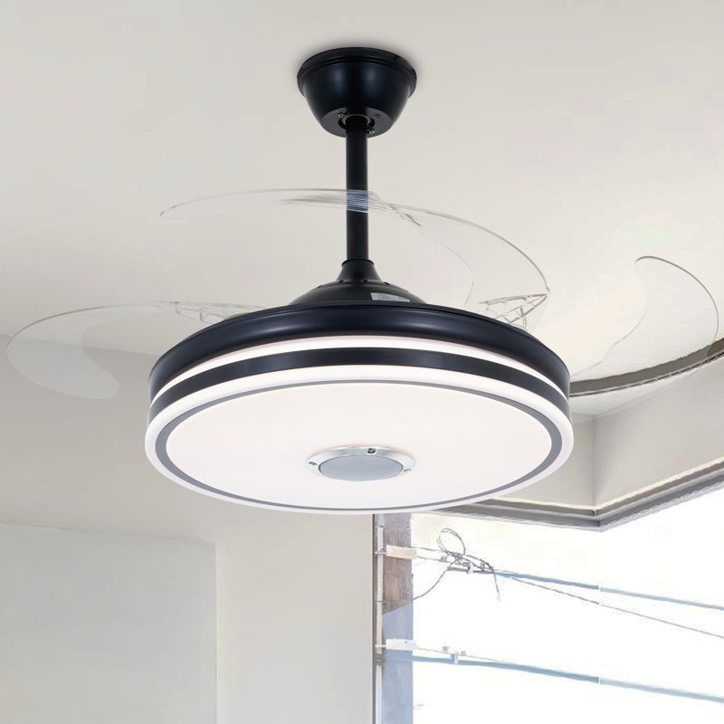 42" Modern Ceiling Fan With Rgb Led Light & Bluetooth Speaker