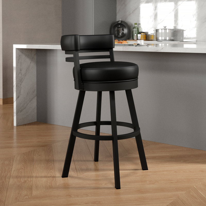 Tabouret de bar et de comptoir Aureliana, Tabouret de comptoir (siège d'une hauteur de 26 p, Similicuir - réglisse noire