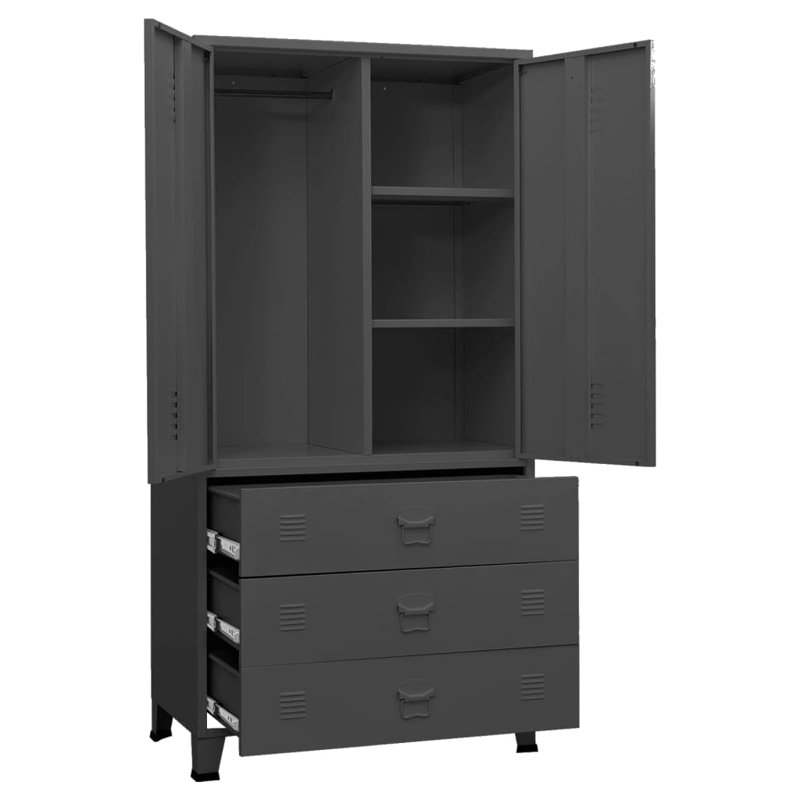 Bertrame Industrial Wardrobe 90x50x180 cm Metal, Anthracite