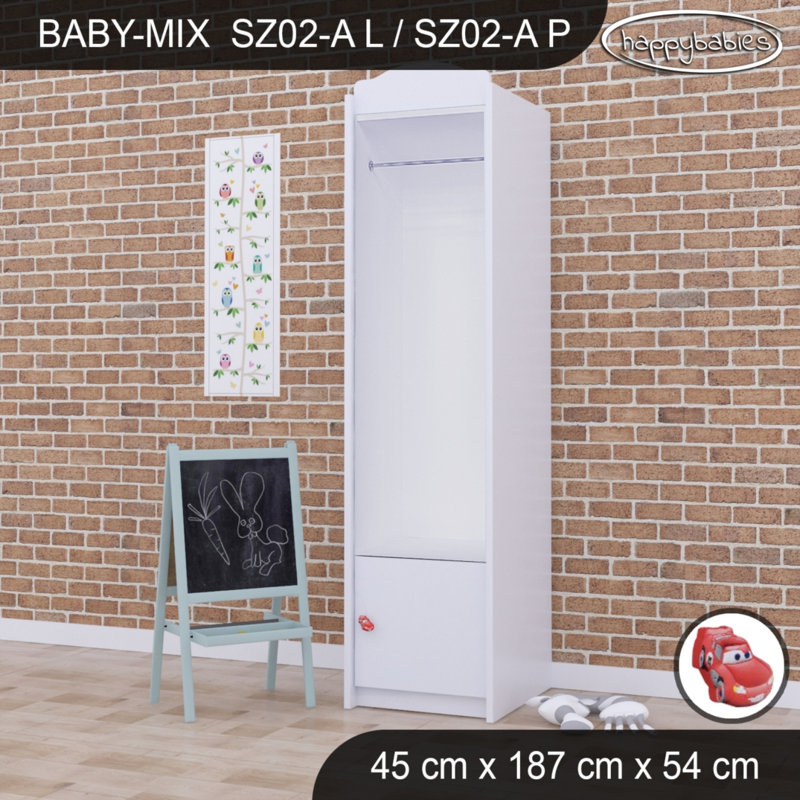 Baby Mix Car 2 Door Wardrobe, White