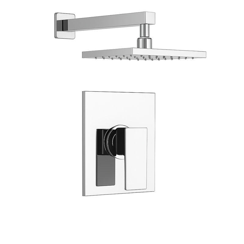 Scala Pressure Balance Shower Head with 8-Inch 1.8 GPM Rain Shower Head, Valve Included, Polished Chrome