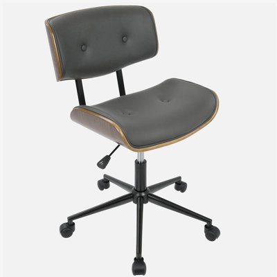 Chaise de bureau réglable Mid-Century moderne avec pivot en noyer et gris
