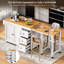 Îlot de cuisine 74,8 po avec table de salle à manger extensible, chariot de rangement de cuisine avec 3 tiroirs, prise de courant, îlot de cuisine sur roulettes avec support à épices et armoire à 2 portes, pour la cuisine-129761747