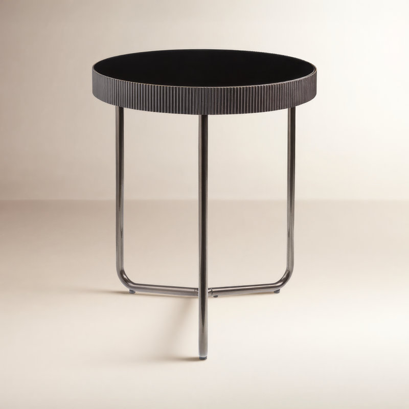 Athea Modern End Table, Metallic Nickel