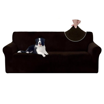 Housse extensible pour canapé à 3 coussins, chocolat, lavable, animaux de compagnie, protecteur de meubles, tissu jacquard en polyester spandex