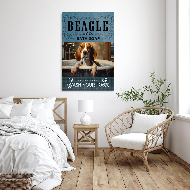 " Beagle Bath Soap ", 36" H x 24" W x 1.25" D