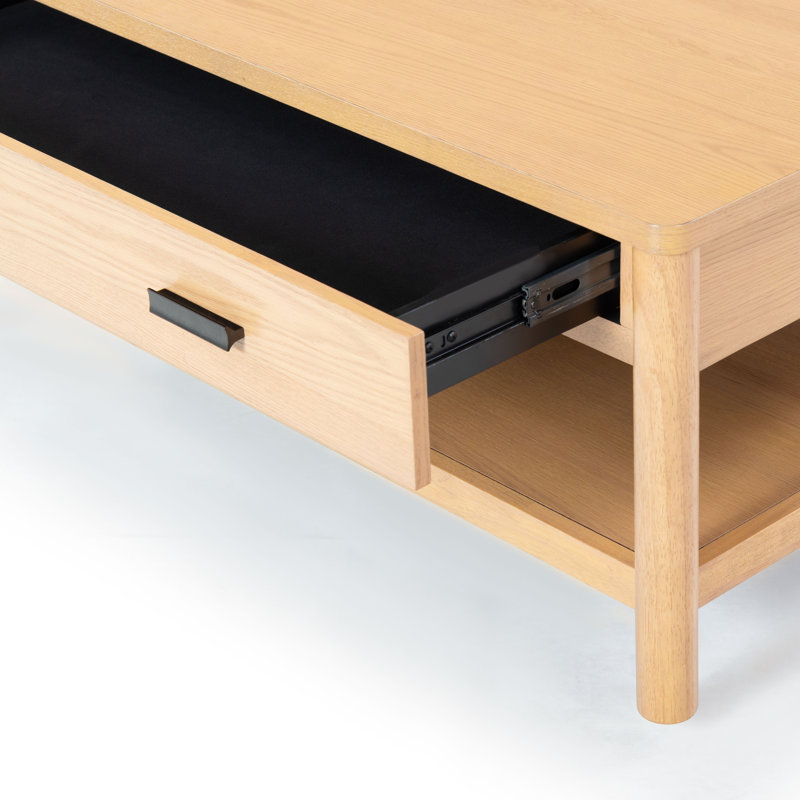 Jaylessa Wood 1 Drawer Coffee Table, Natural