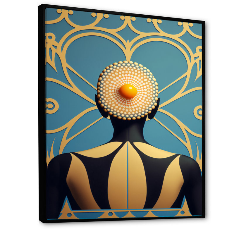 Golden Consciousness Woman I - reproduction d'art sur toile, H 40 po x l 30 po x P 1,5 po, Toile avec cadre flottant noir