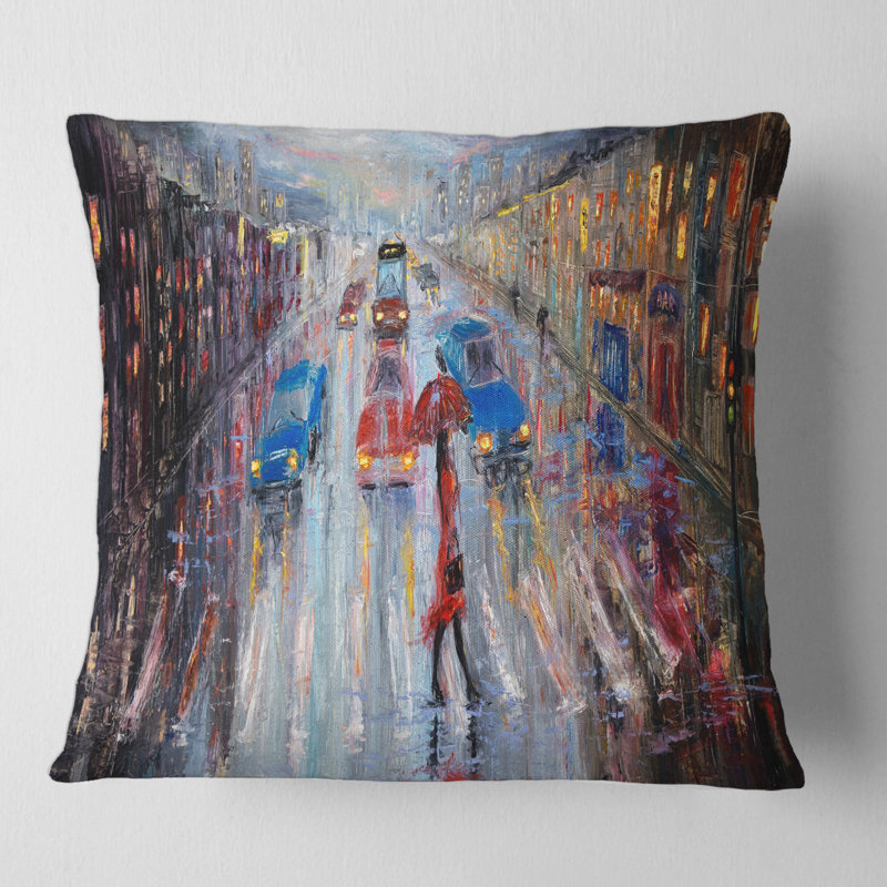 Housse et housse de coussin Woman in Crossing the Street, 18" x 18"