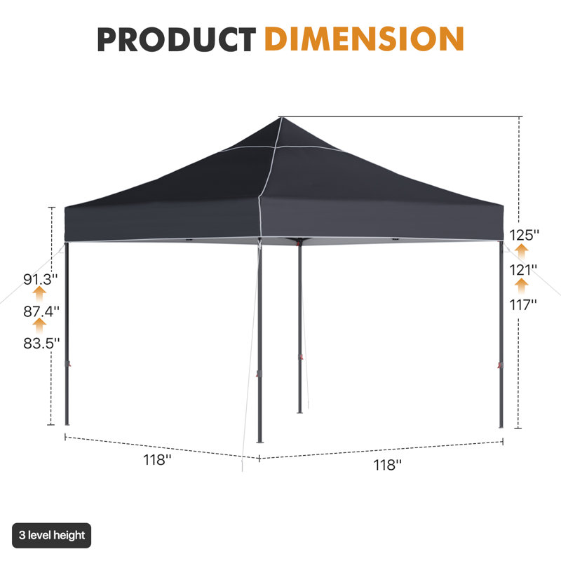 Canopy Tent, Heavy Duty Pop up Canopy, Gray, 10 ft x 10 ft