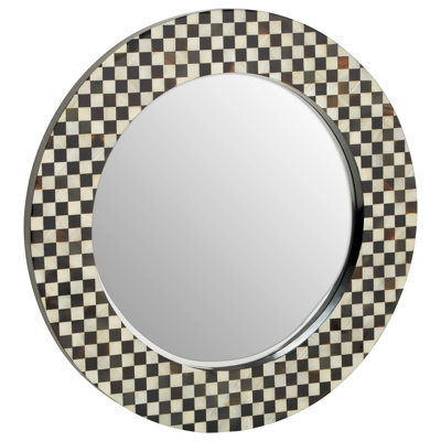 Magna Round Framed Wall Mounted Accent Mirror in Black/White