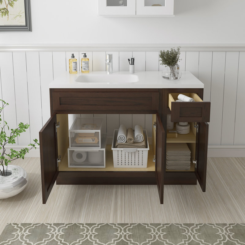 48 in Medium Brown Plywood Freestanding Bath Vanity Cabinet