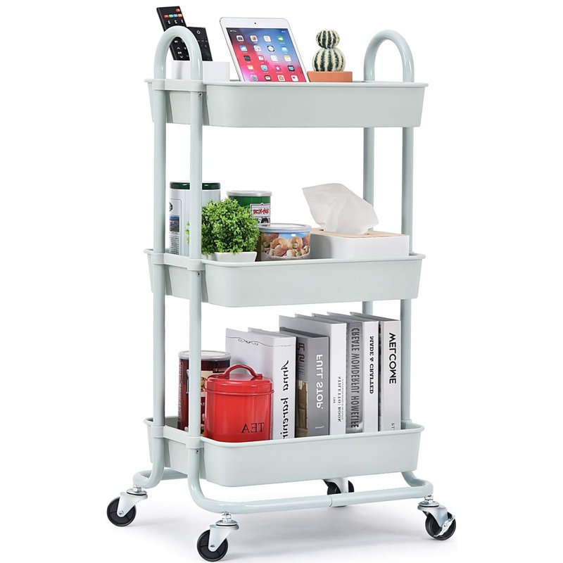 Stainless Steel Utility Rolling Cart, Metal Cart,3 Tier Rolling Cart,Utility Cart with Wheels,Bathroom Cart,Salon Trolley Cart,Kitchen Storage Cart