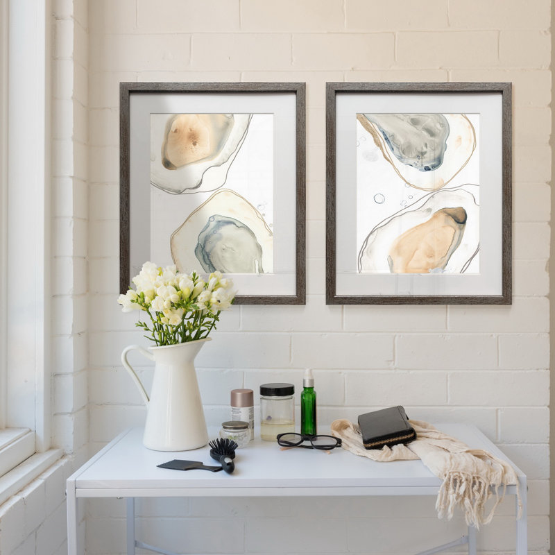 Océan huitres, ensemble de 2 reproductions d’art encadrées sur papier