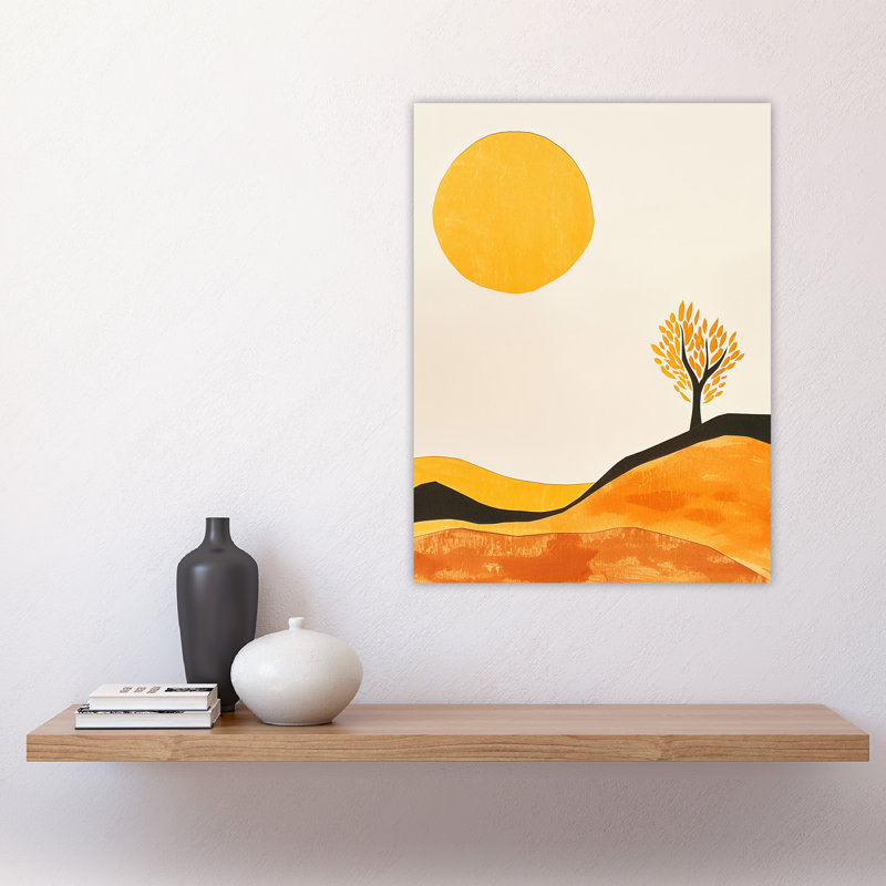 Lone Tree Vibrant Abstract Boho Landscape Wall Art Print