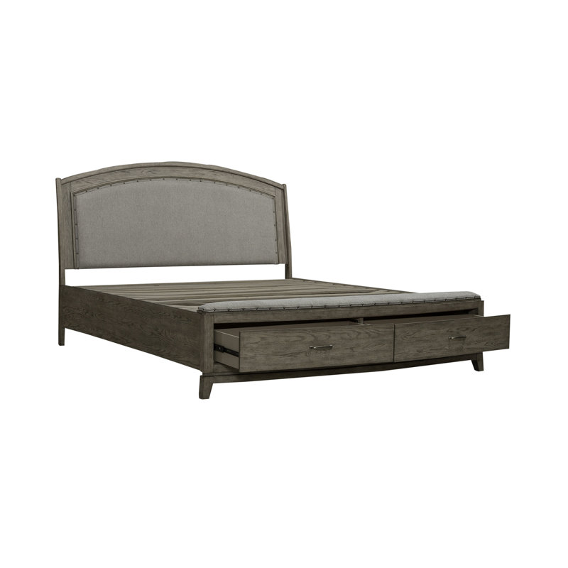 Lit de rangement, commode et miroir Drelan, Grand, Brun pâle