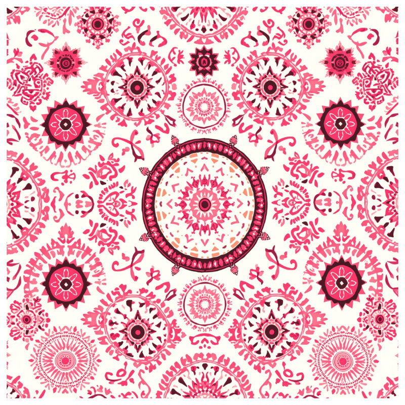 Pink Mandala Pattern Wall Tapestry - Mandala Wall Decor, 104in H x88 with 4 Grommets